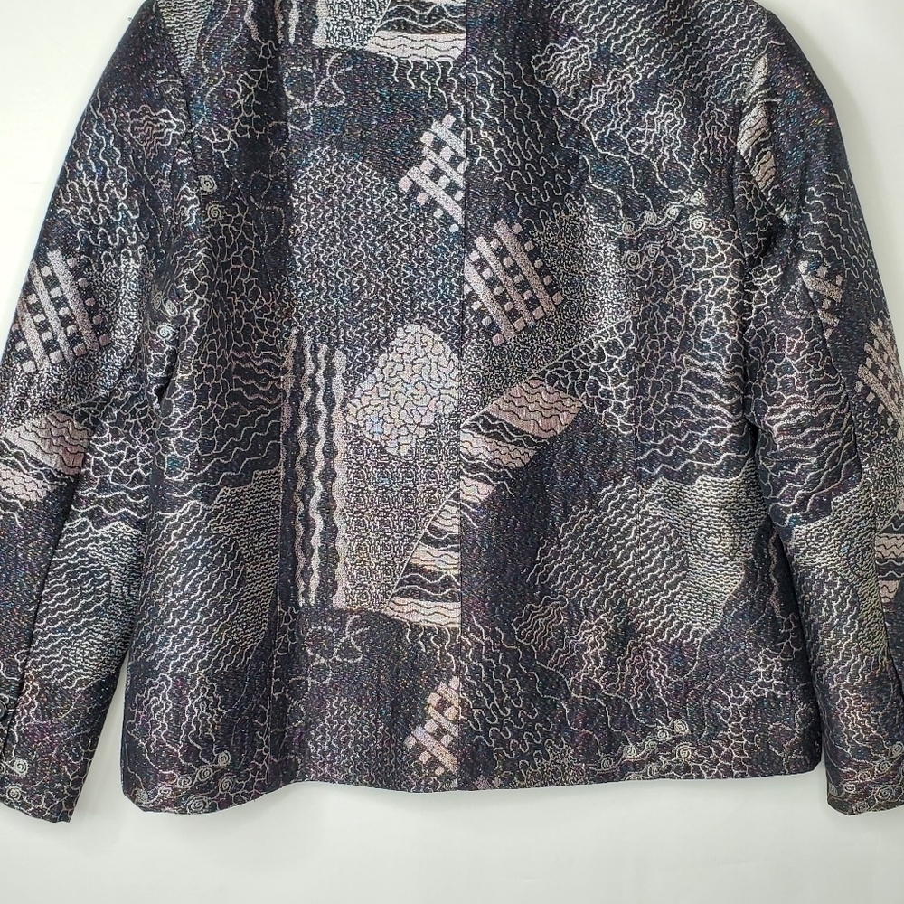 Chico's Lizbeta Metallic Patchwork Jacket Size L … - image 6